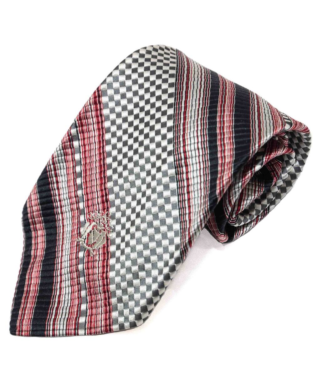 Oleg Cassini Vintage Retro 60's 70's Red Black Striped Necktie Neck Tie